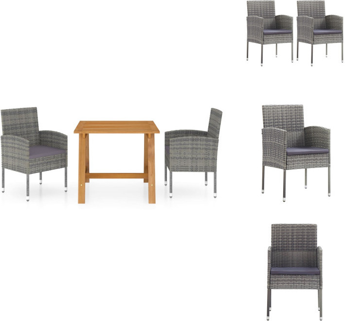 vidaXL 3-dielny záhradný jedálenský set sivý - Záhradné nábytkové zostavy