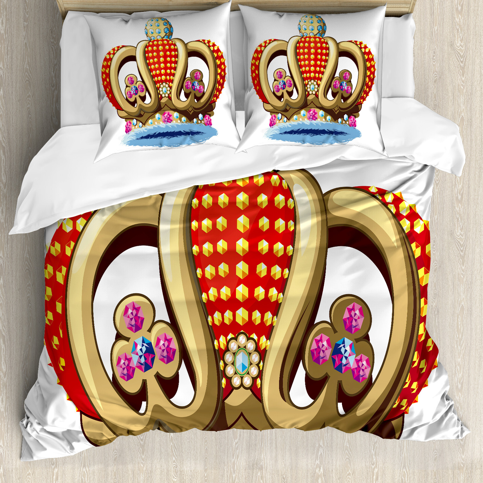 KOZMOS TEKSTL VE GER DÖNÜÜM SANAY TCARET LMTED RKET ABAKUHAUS König Bettbezug, Königliche Adelsfamilie Crown, Milbensicher Allergiker geeignet mit Kissenbezügen, 200 cm x 200 cm - 80 x 80 cm, Mehrfarbig nevde_36003_200x200_de