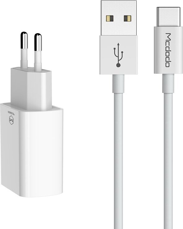 Mcdodo USB duálna nabíjačka CH-6721 (EU) Type-C 1m cestovná sada (biela)
