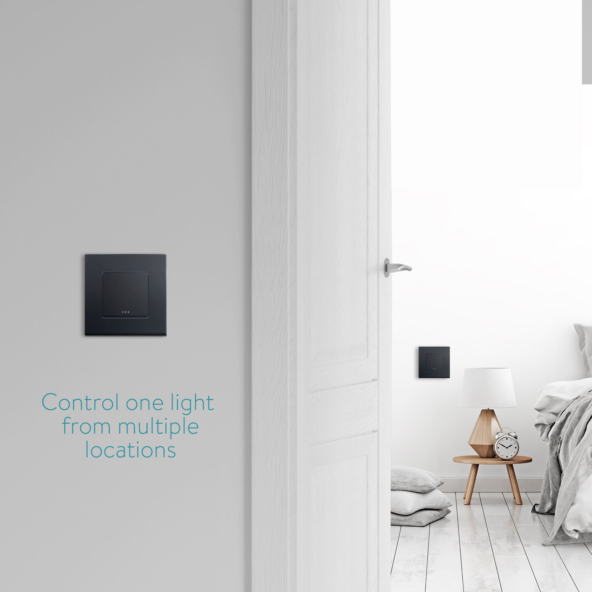 Navaris Lichtschalter Touch Wandschalter mit Montagematerial, Glas Panel,  Status-LED, stylischer Touchlichtschalter für Deckenlampen + Wandlampen