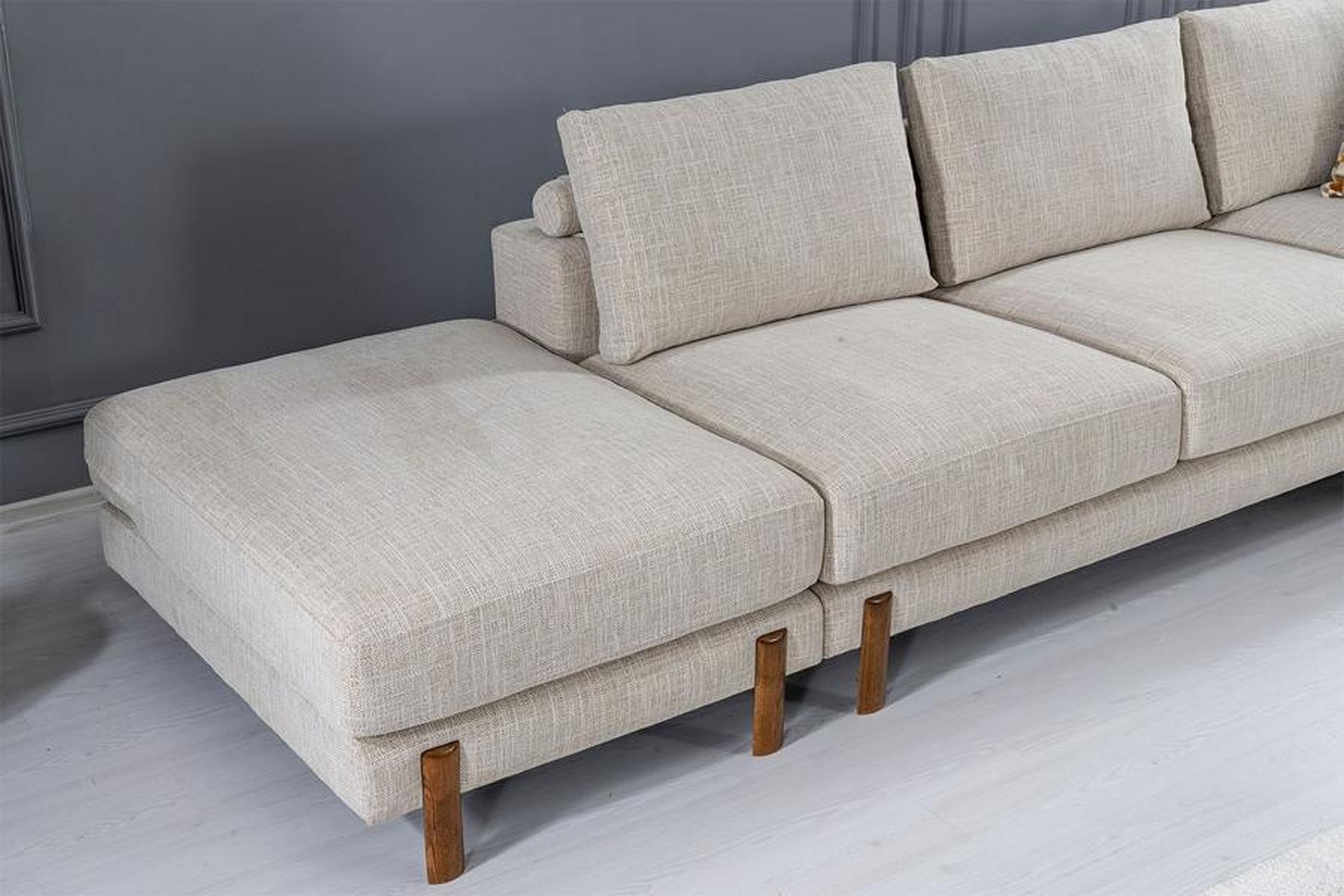 Bequem Beige Ecksofa L-Form Modern Textil Sofa Wohnzimmermöbel Eckgarnitur