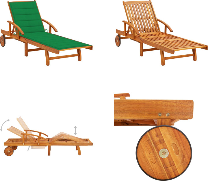 vidaXL Lehátko s opierkou Akáciové masívne drevo - Lehátko - Lehátka - Drevené ležadlo - Drevené ležadlá