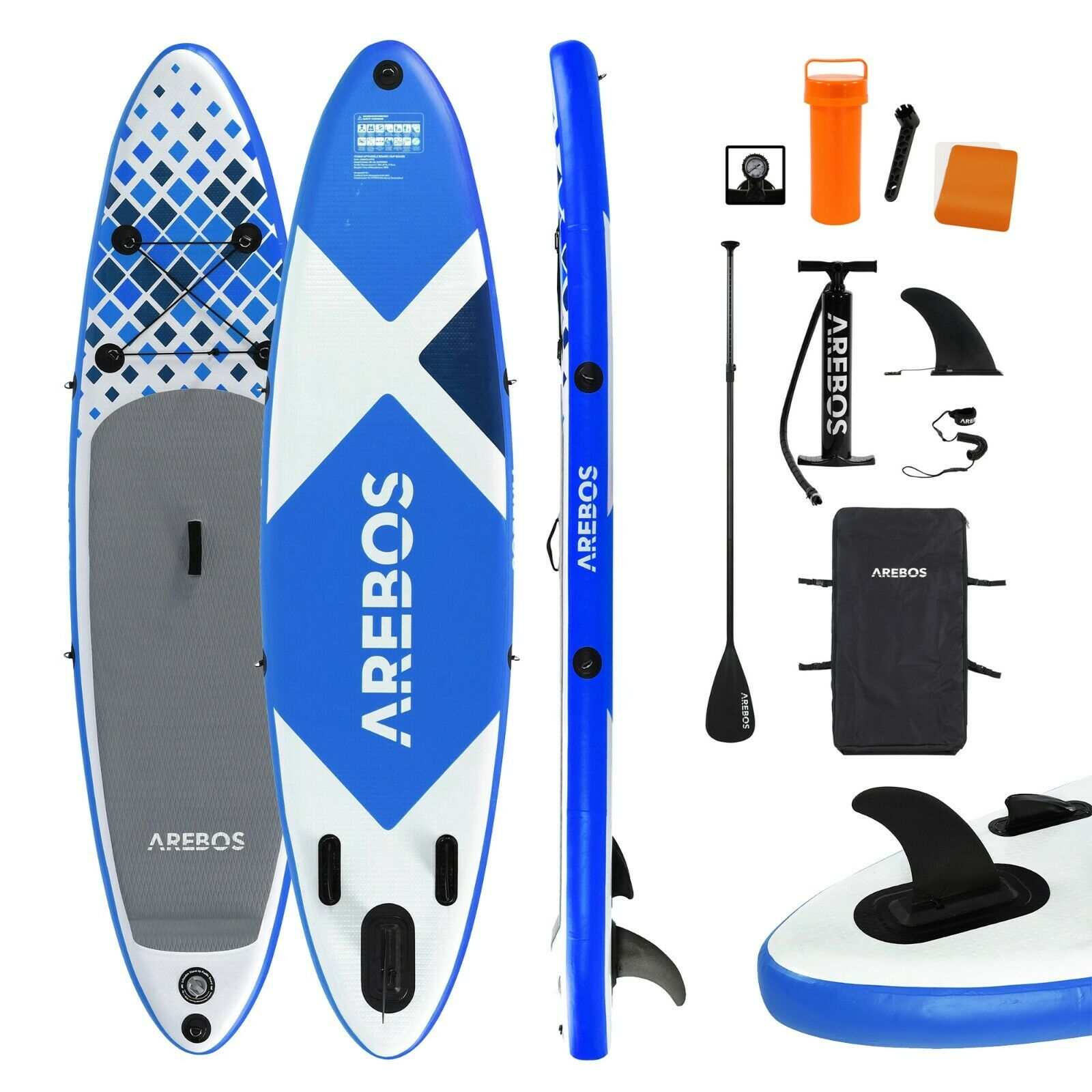XUDREZ SUP aufblasbares Stand-Up Paddleboard mit 3 m 30 15,2 cm Premium Paddleboard und bidirektionale Pumpe und Rucksack für Jugendliche und Erwachsene tragbar Spaß in Fluss Ozean und Seen