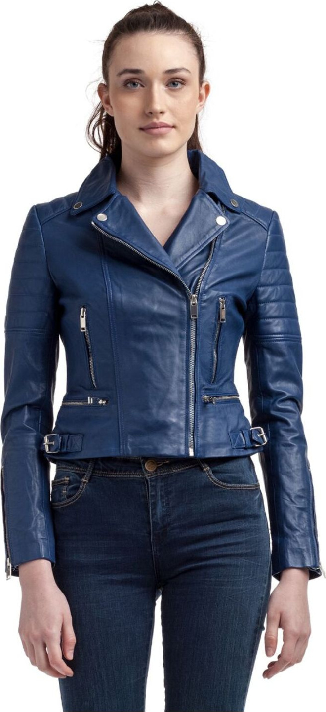 Damen Lederjacke Le Temps Des Cerises Leonor ramones blau L