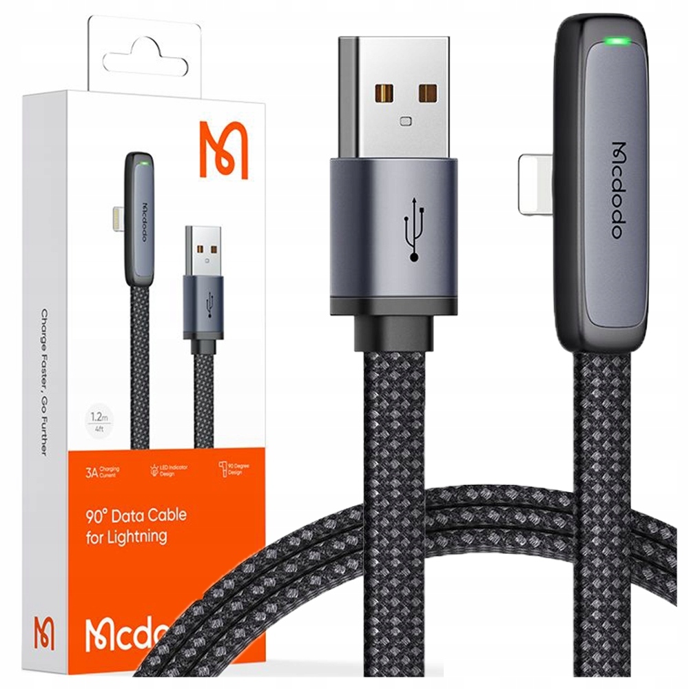 Mcdodo CA-2791 USB to lightning angle cable, 1.8m (black)