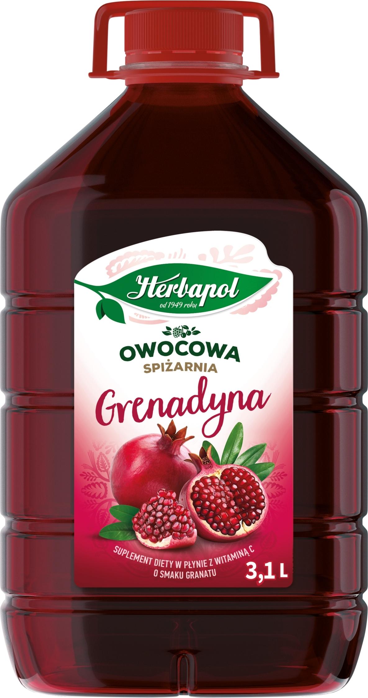 Herbapol Grenadine Sirup 3,1L - Granatapfelsirup für Wasser & Cocktails