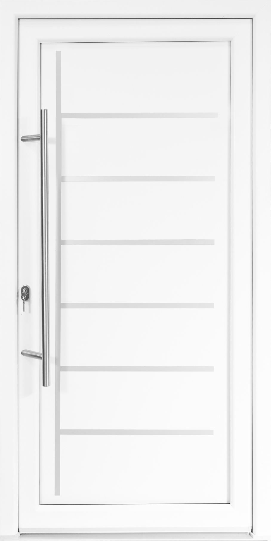 SN Deco - Bastion Kunststoff Haustür Zeta DIN links weiß mit E-Öffner & Marken-Stoßgriff 1000x2000 mm ZETEL3B1S