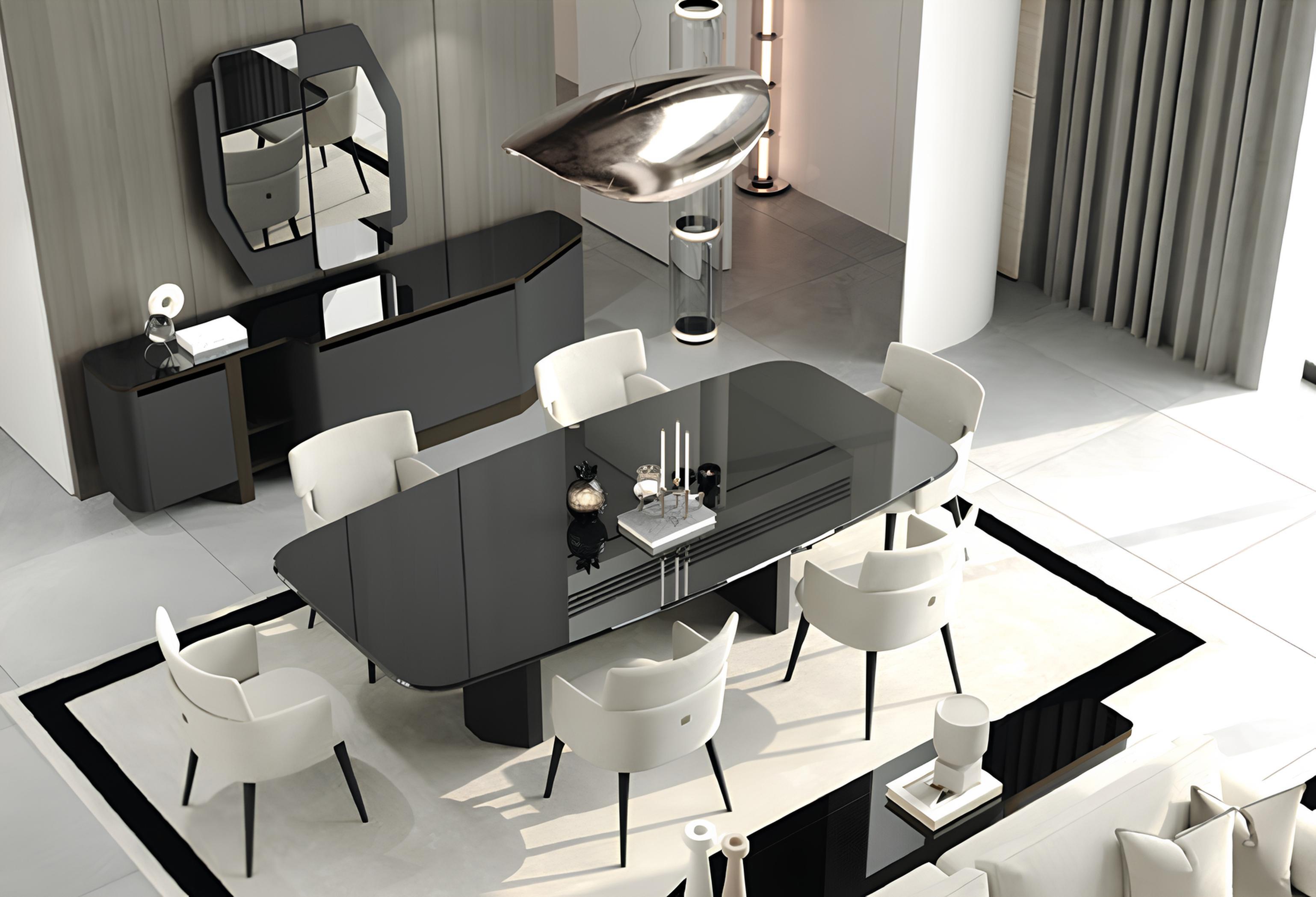 AEA Dieses stilvolle Esszimmer-Set umfasst Esstisch 6 Stühle Konsole und Spiegel