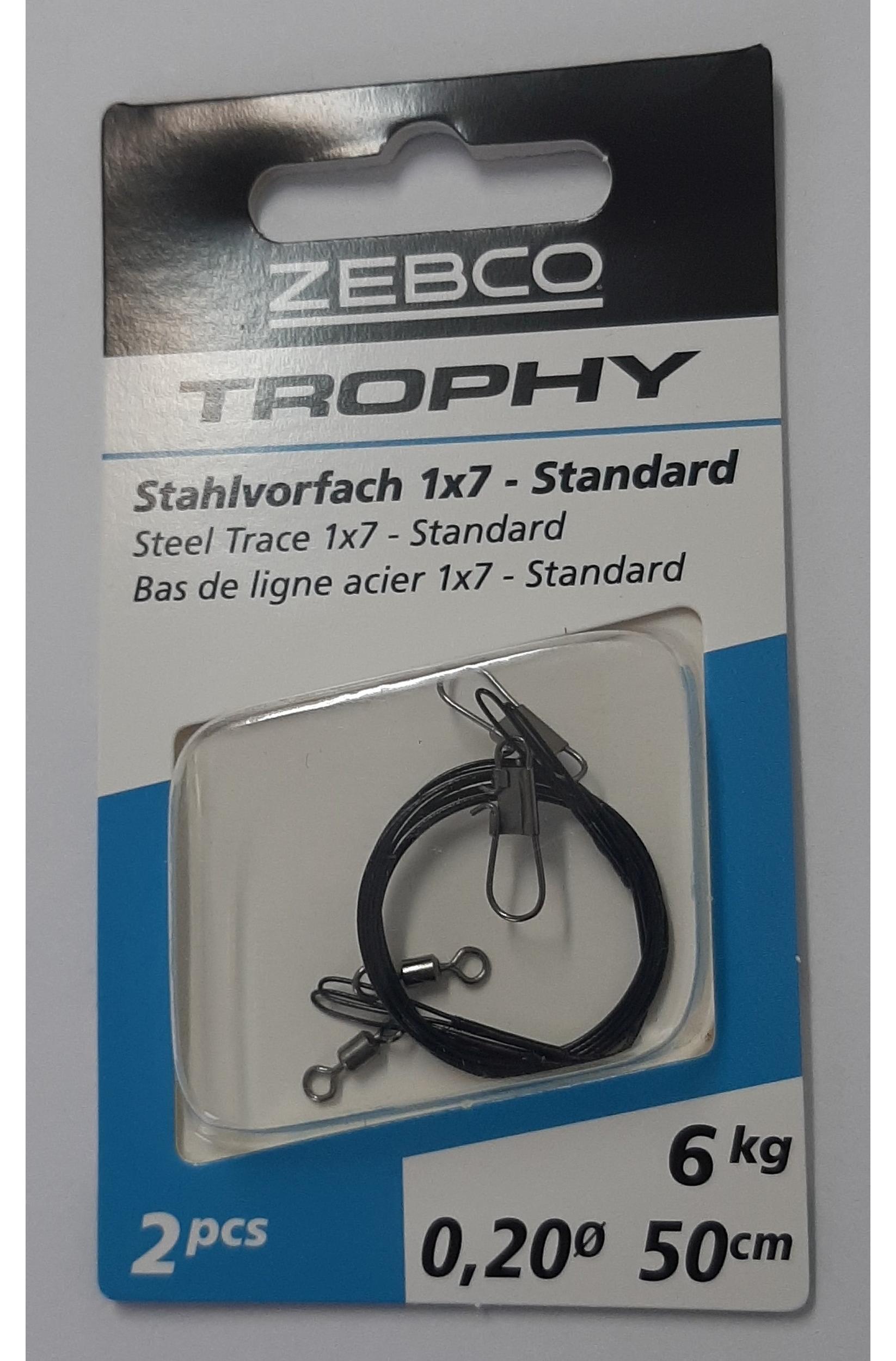 Zebco Trophy Stahlvorfach 1x7 - Standard 50cm | 6kg - 2 Stk.