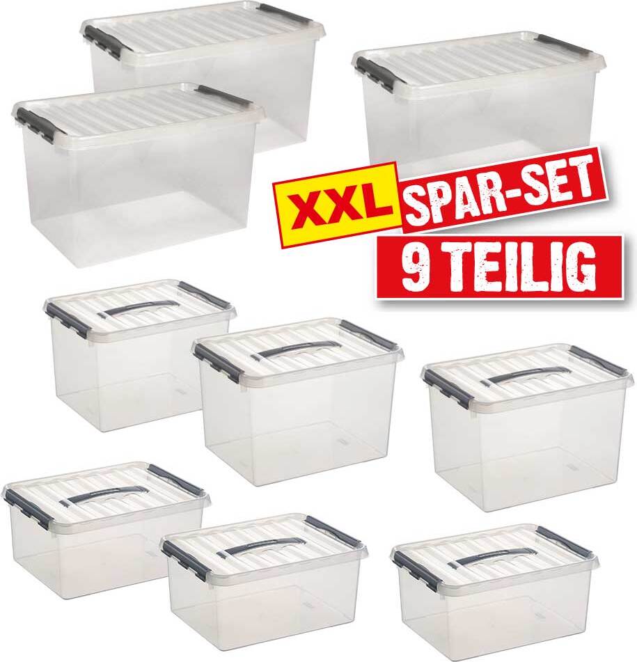 BRB Lagertechnik BRB 9-teiliges Aufbewahrungsboxen-Set mit Clipdeckel, 3 x 15 Liter, 3 x 22 Liter, 3 x 62 Liter 21304