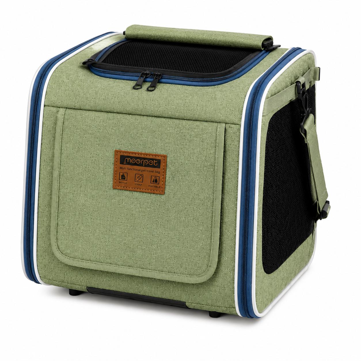Tessmer Fahrradkorb Fahrradtasche Rucksack Transporttasche Autotransporttasche Hund oder Katze GRÜN
