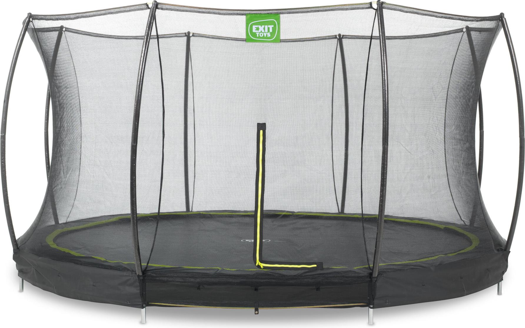 Trampolína EXIT Silhouette, priemer 366 cm, s bezpečnostnou sieťou, podlahová trampolína, okrúhla, pre deti, čierna