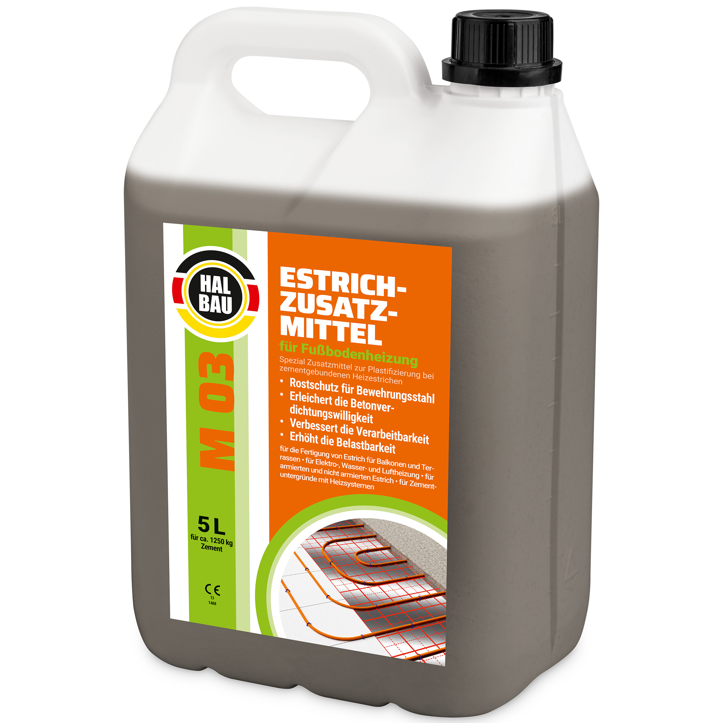 Hangato GmbH Estrichzusatzmittel 5L für Fußbodenheizung Heizestrichen Beton Plastifizierer Heizsysteme M03 M03_5