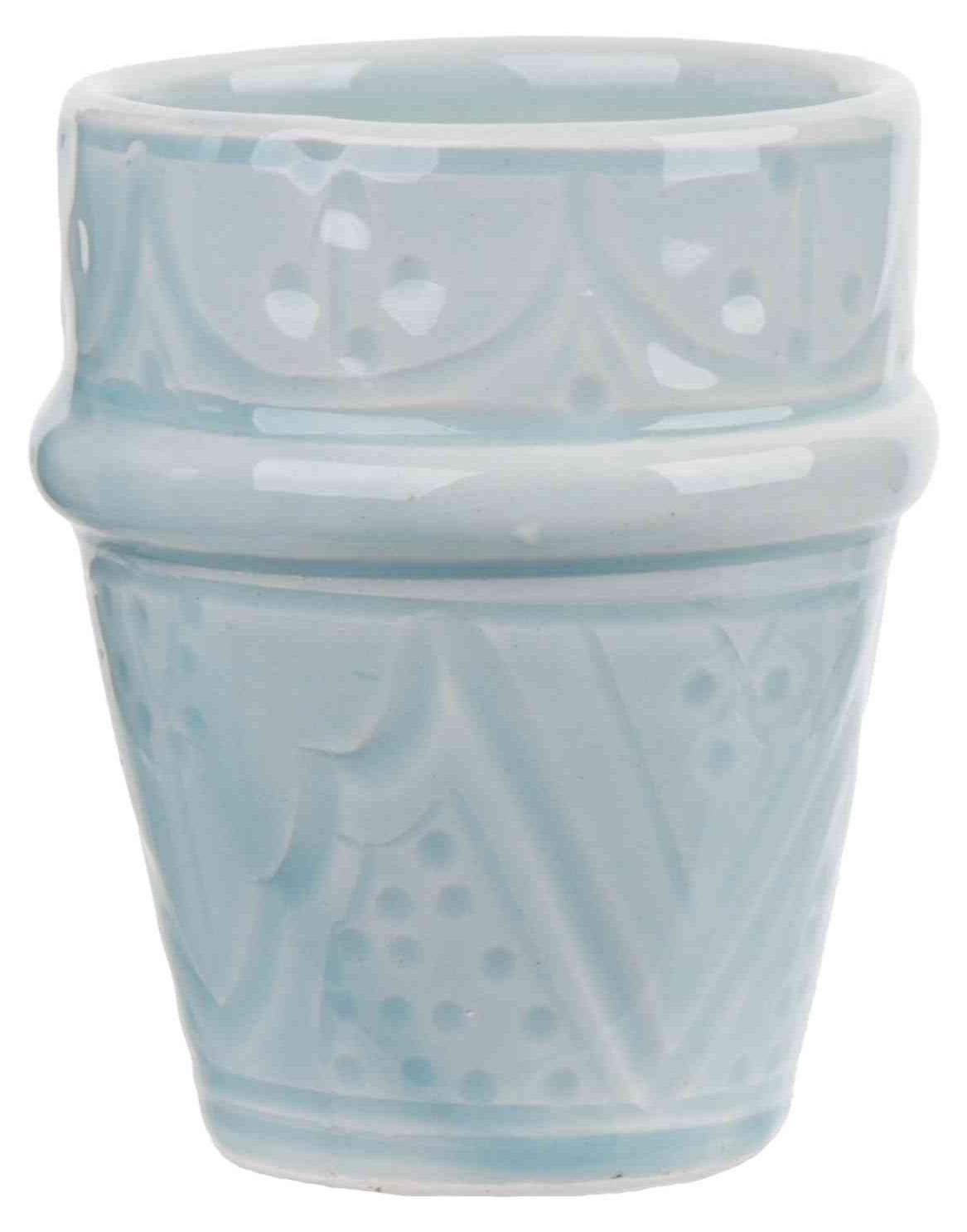 NKlaus Espressobecher Hellblau 100 ml Keramik Tonbecher mit feinem Relief