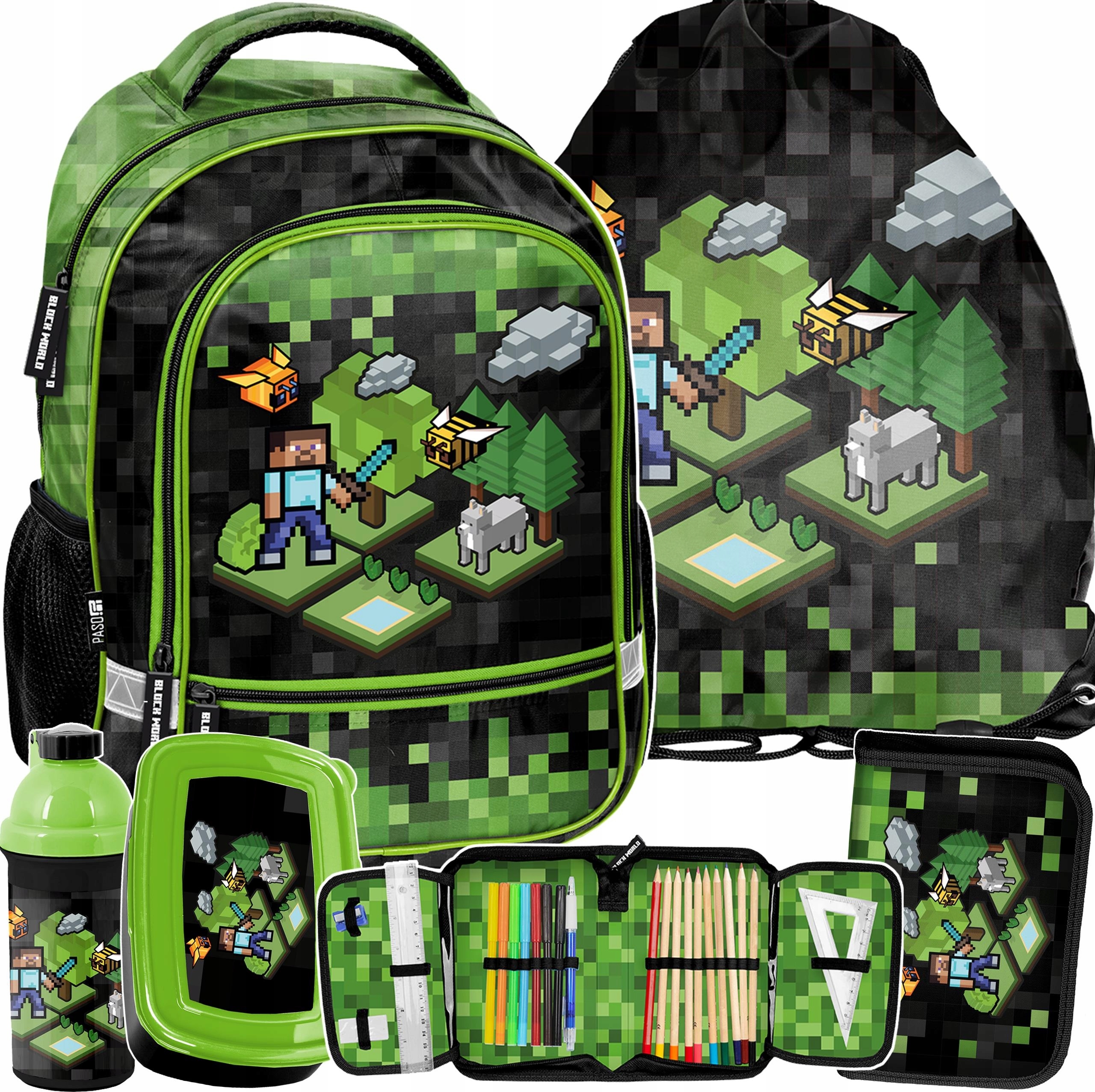 Ensemble De Sac Dos D cole Minecraft 18L 5 Pi ces