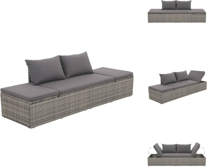 vidaXL Gartenbett Grau 195×60 cm Poly Rattan - Gartenbetten TLS43955