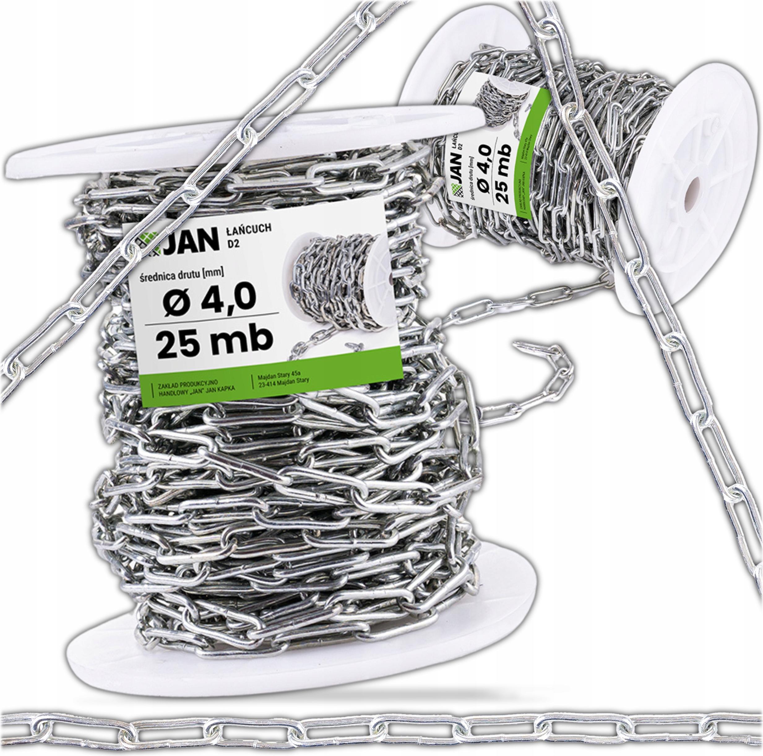 Z_P_H_JAN Technische Wirtschaftskette - 25 M - D2 - Zinkbeschichtet - Hohe Zugfestigkeit 900 Kg