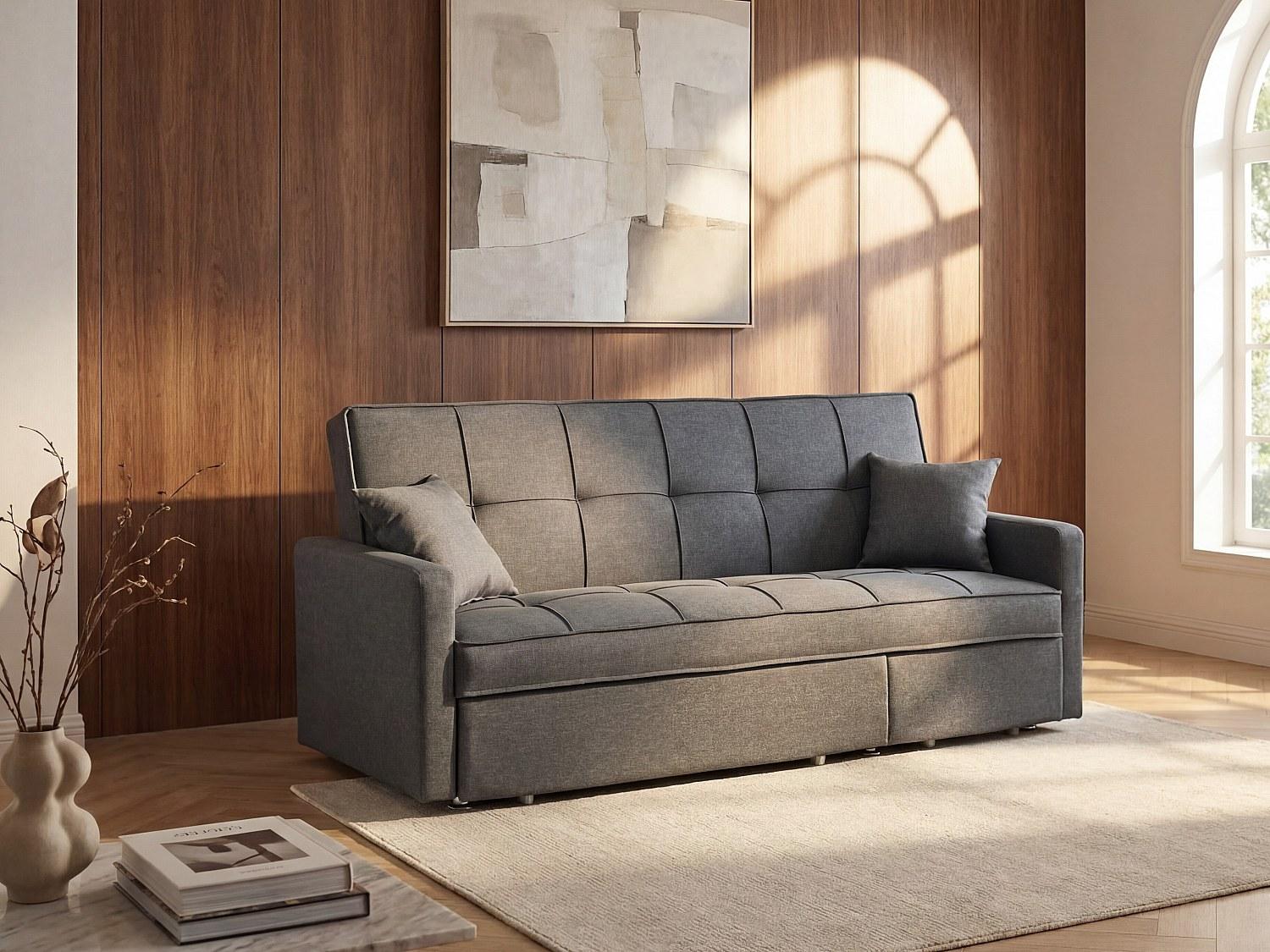 Vente-unique CANETTI 3-Sitzer Schlafsofa aus Stoff - Farbe: grau