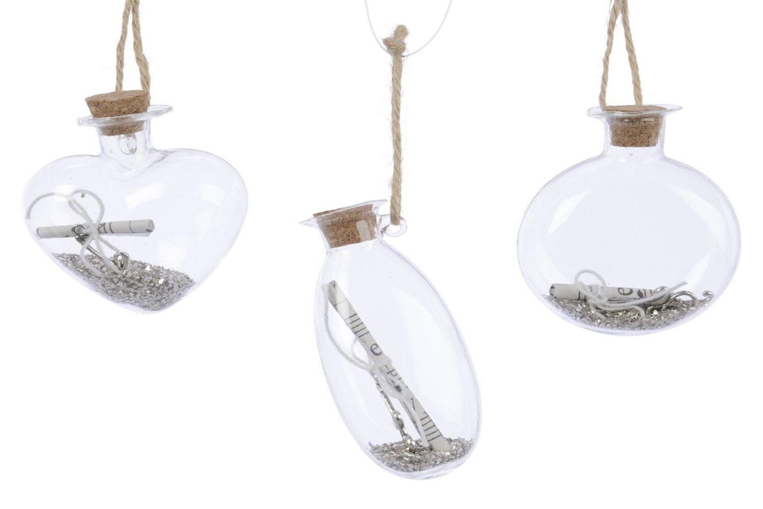 Kaemingk Glasflasche Hänger mit Notenblatt 3er Set