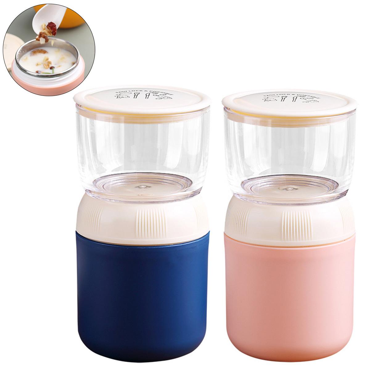 Dopwii 2-teiliges Müsli-To-Go-Set mit Löffel, 550 ml+150 ml Joghurtbecher, auslaufsicher,ideal für unterwegs,Arbeit,Schule,auch als Müsli-Schale verwendbar KAUF-TRAD-KF2749-024