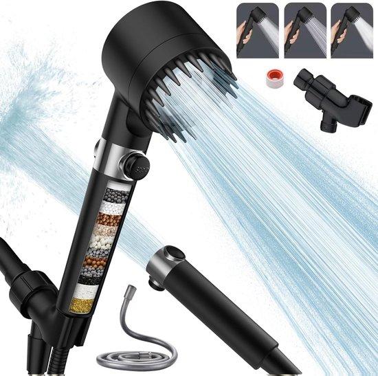 OEM Badkamerdouchekop mit Hartwasserfilter, 15-Filter-Abtrennung, wassersparender Duschkop und 1,5 m Schlauch, 4-Strahl-Option, harte Wasser, hohe Druck, Entfernt Restchlordioxid 2026