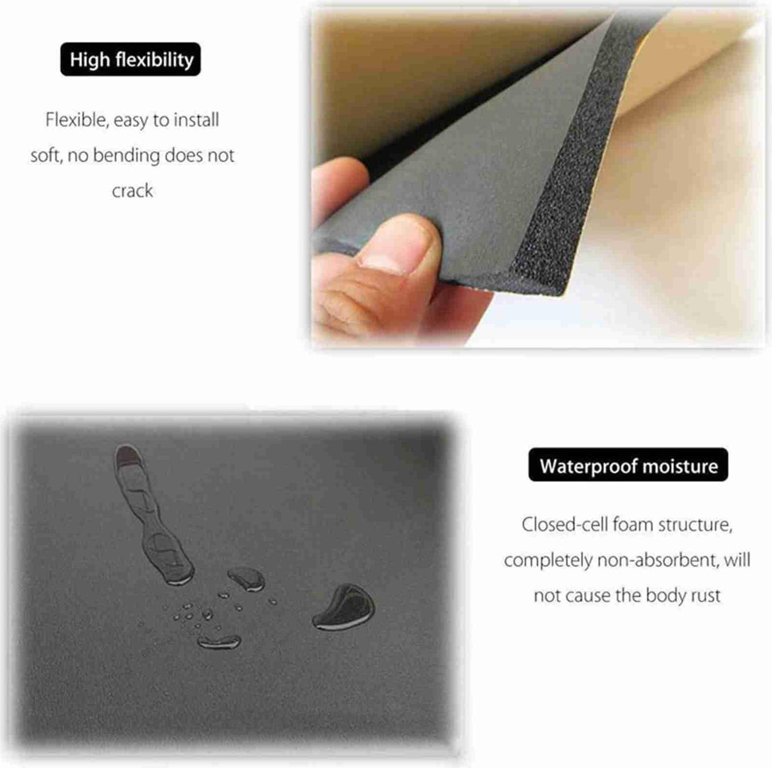 Gistuch Auto-Schalldämmung, Geräuschdämmung, Schalldämmung, Akustikschaum, Anti-Lärm-Baumwolle, selbstklebender Wärmezellen-Dämmer, 1 Rolle 100 cm x 100 cm, 8 mm