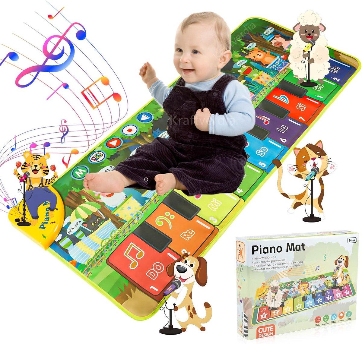 Minicee Musikmatte mit Tiergeräuschen, Tanzmatte & Pianomatte, 110 x 43 cm