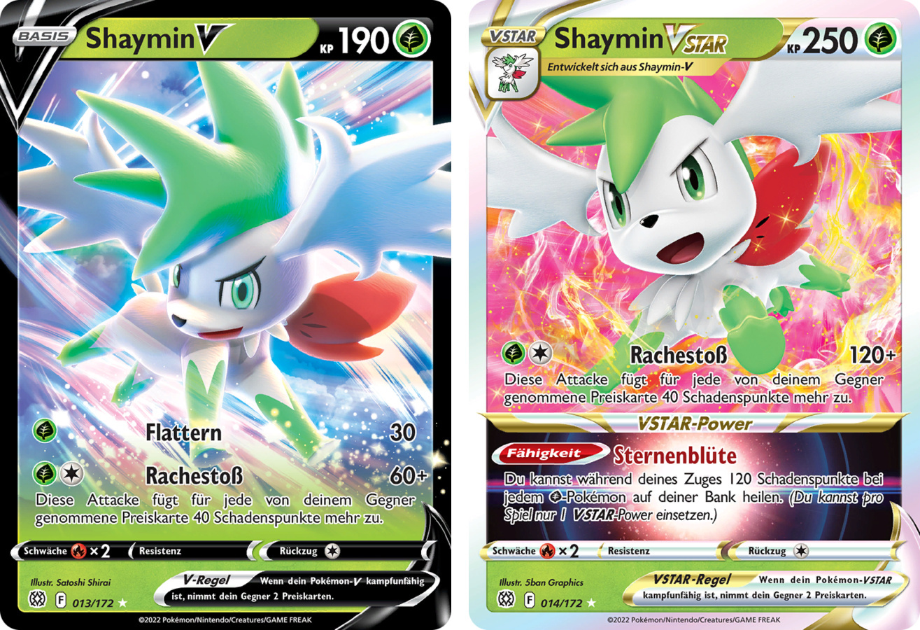 The Pokemon Company Shaymin V & Shaymin VSTAR SET Schwert & Schild Strahlende Sterne 13-14/172 Sammelkarten Pokemon Einzelkarten 1 Stück SWSH 9 13-14/172