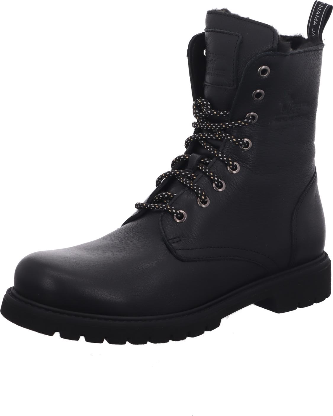 Panama Jack Frisia Combat Stivali Donna – Nero, Pelle Idrorepellente, Fodera Calda, Suola Gomma Naturale, Made In Spain (37 EU)