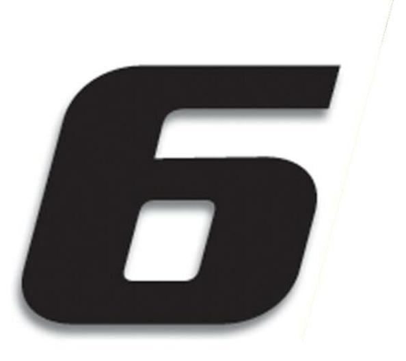 Blackbird Rennnummern Schwarz Nummer 6, 200x250mm, 3er Satz im US-Format für Motorsport