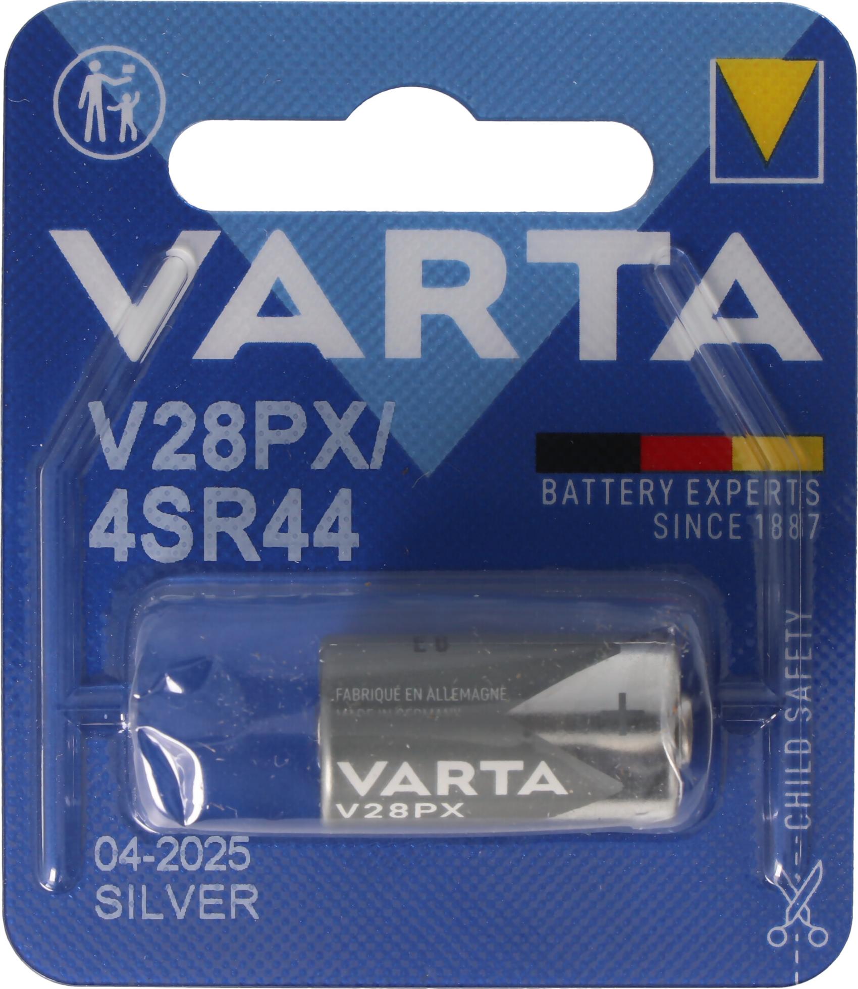 Varta Primary Silver Batterie V28 PX / 4 SR 44, Nickel-Oxyhydroxide (NiOx), 6.2 V, 145 mAh, 13 mm, 13 mm, 25.2 mm 04028101401