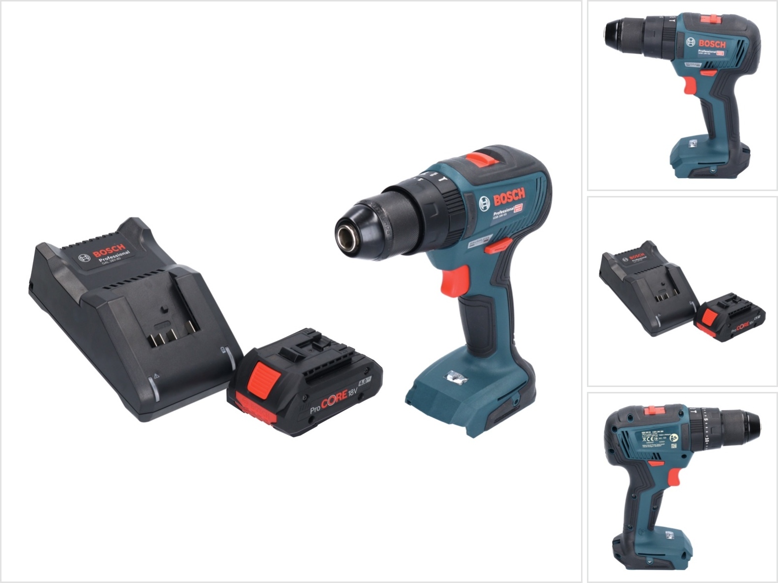 Bosch GSB 18V-55 Profesionálna akumulátorová príklepová vŕtačka 18 V 55 Nm bez kefiek + 1x akumulátor ProCORE 4,0 Ah + nabíjačka