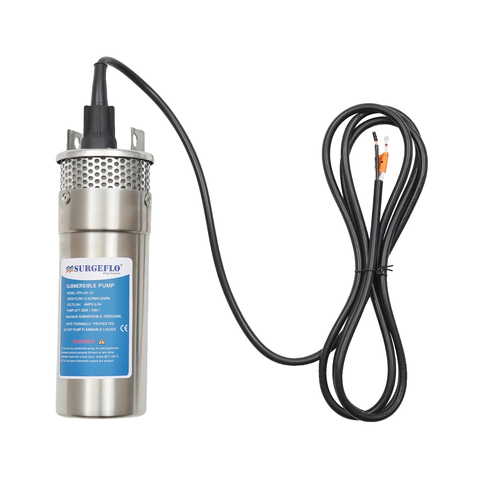 Ponorné čerpadlo, príkon 120 W, prietok 12 l/min, výtlačná hĺbka 70 m, 24 V, strieborná, EÚ