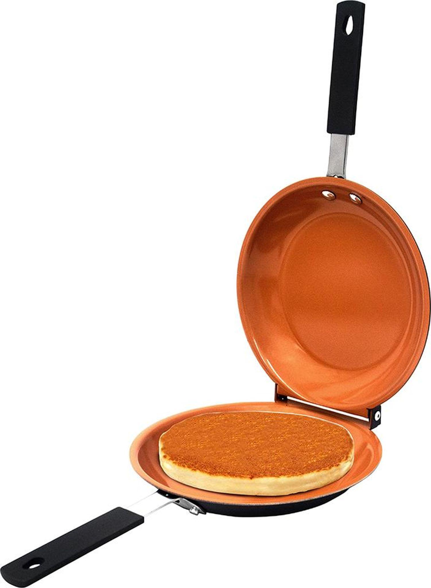 OKWISH Universalpfannen Wendepfanne, Küchenutensil, Bratpfanne, Grillplatte, runde beidseitige Pfanne, Orange ZLLW251128KFG21
