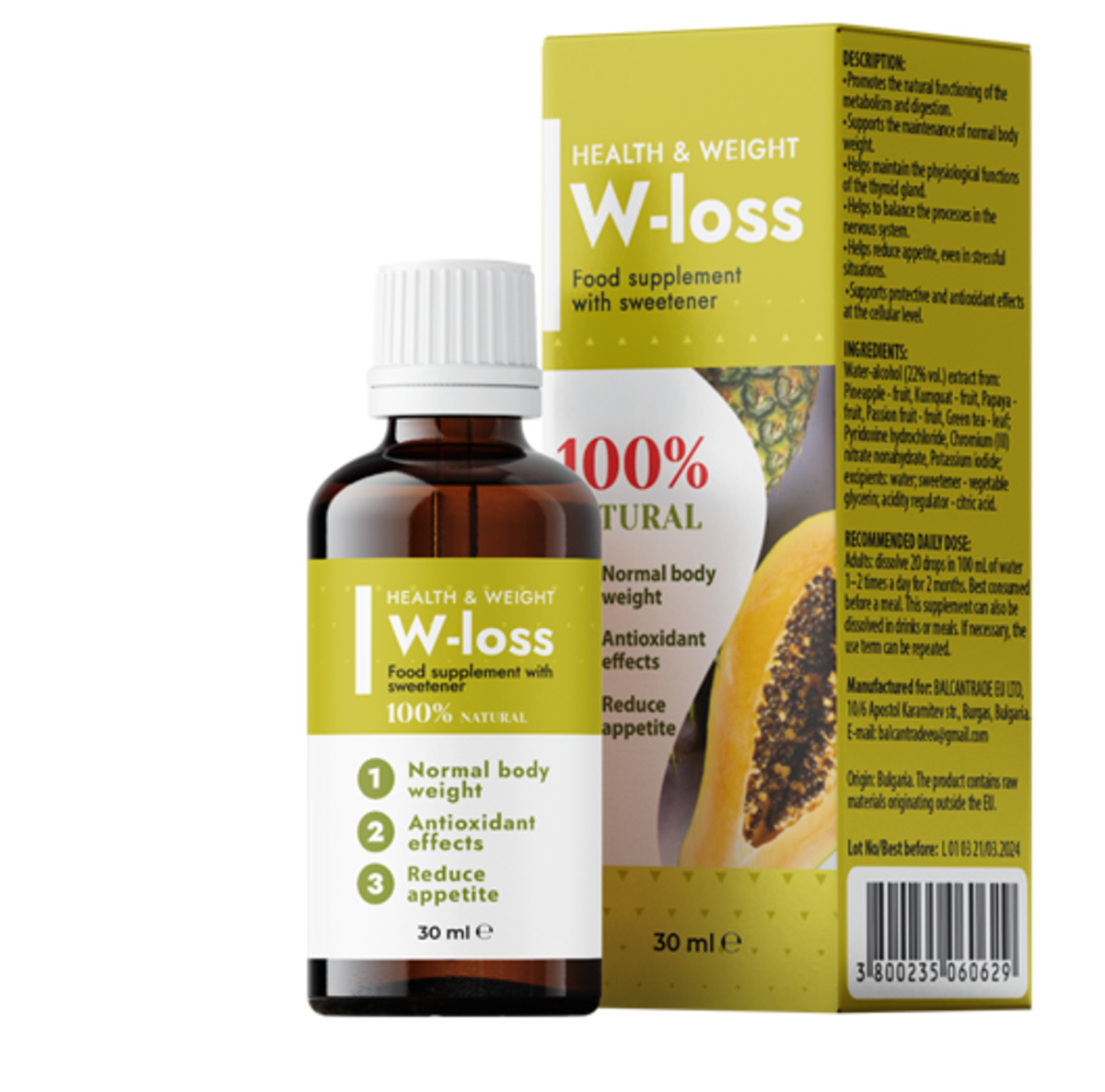 W-LOSS Perte De Poids - Flacon 30 Ml - Neuf Scellé - Date 03/27