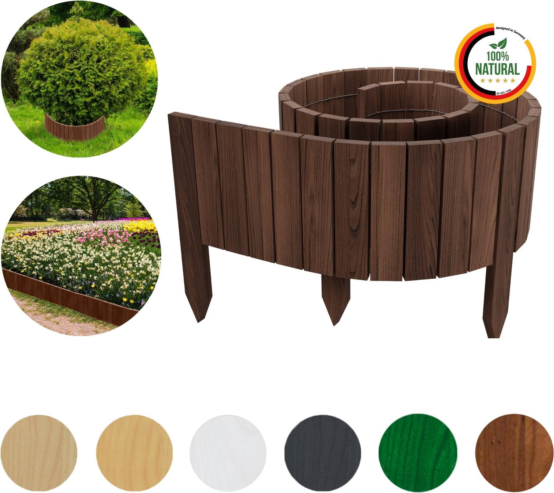 Bordo Per Aiuole In Plastica Effetto Legno - 11,2 M (40 Pezzi Da 28x24 Cm) - Facile Da Installare E Resistente Al Gelo
