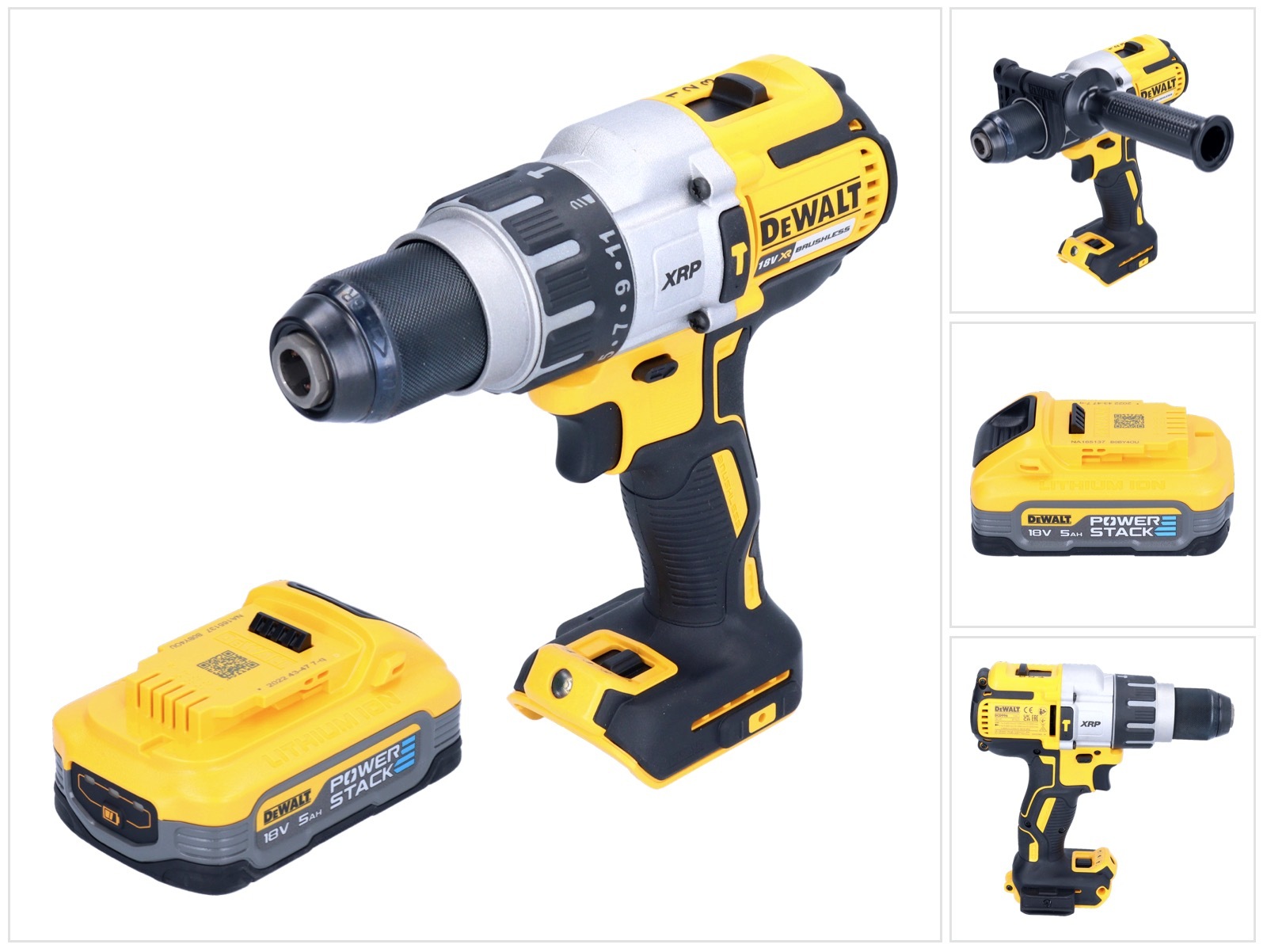 Akumulátorová príklepová vŕtačka DeWalt DCD 996 N 18 V 95 Nm bez kefiek + 1x akumulátor Powerstack 5,0 Ah - bez nabíjačky