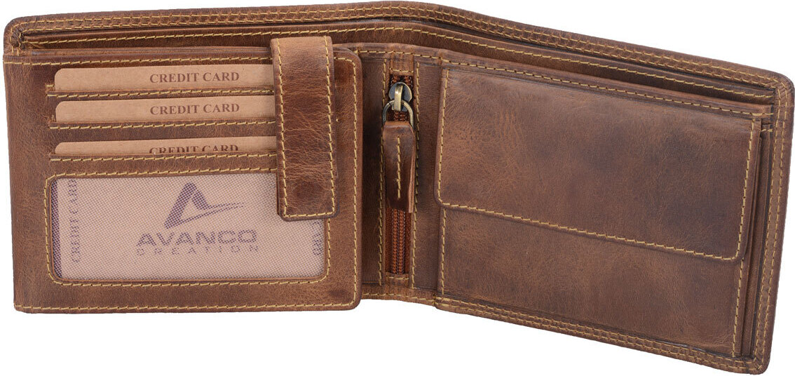 Herrenbörse Herren Geldbörse Leder querformatAVanco™ braun 1943407