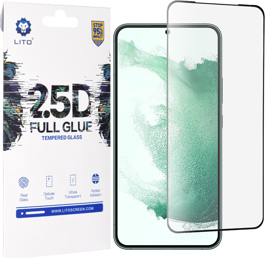 Lito 2.5D FullGlue Super tenké tvrdené sklo - Samsung Galaxy S22 Plus 5G / S23 Plus - Čierna