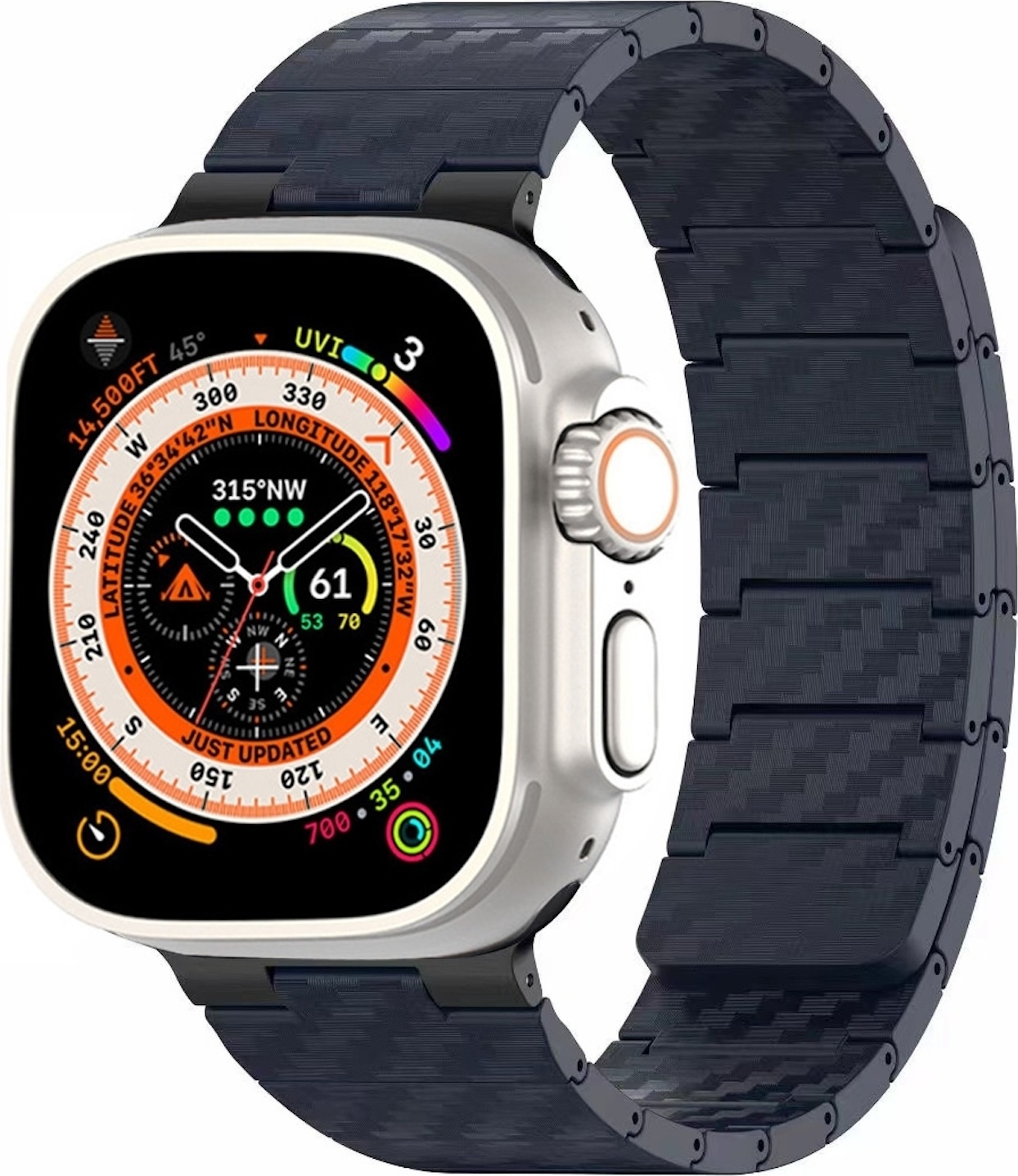 Pre Apple Watch Ultra 2 / 1 49 mm Magnetický remienok z uhlíkových vlákien Blue