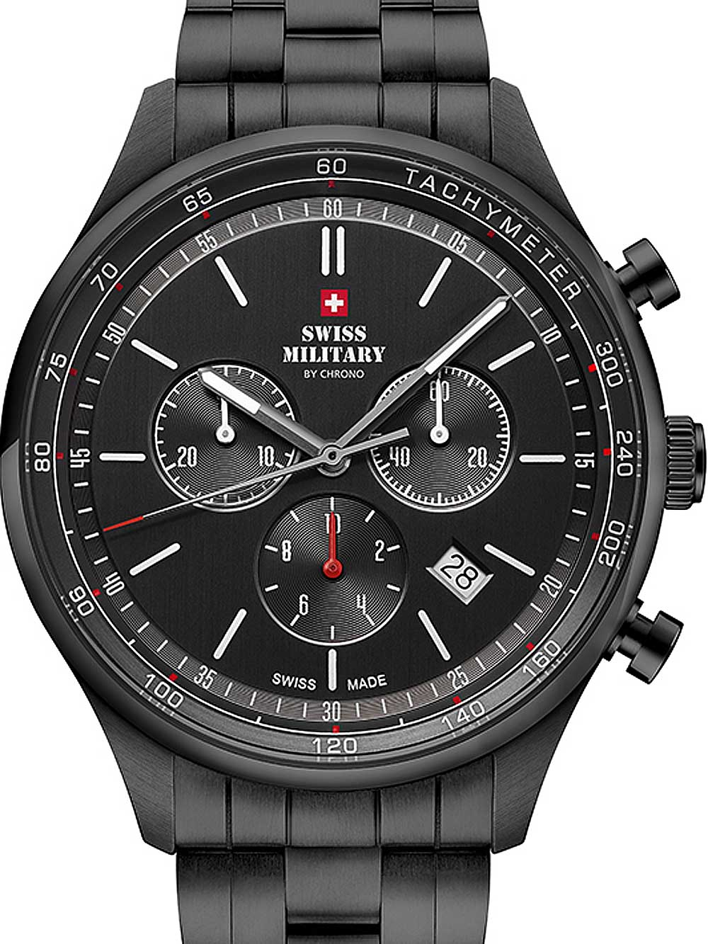 Pánske hodinky SWISS MILITARY SM34081.04, čierne, športové, na plávanie.