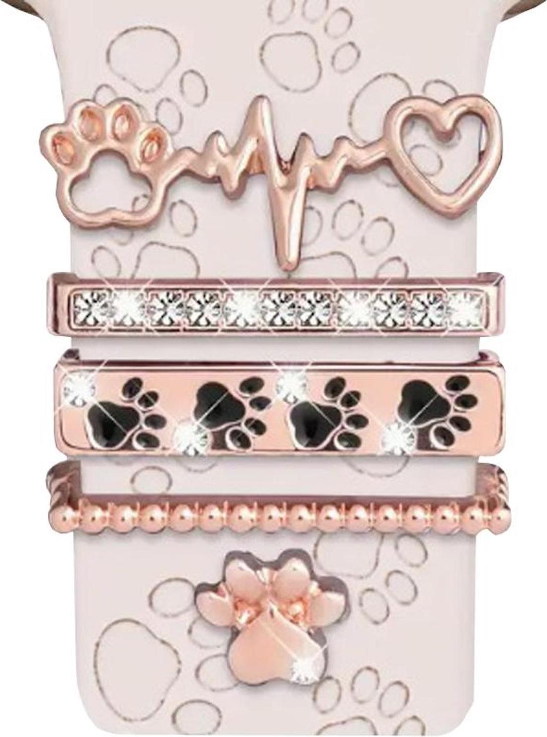 Smartwatch dekoratívny prsteň psie labky ružové zlato kov 1 kus 21mm príslušenstvo