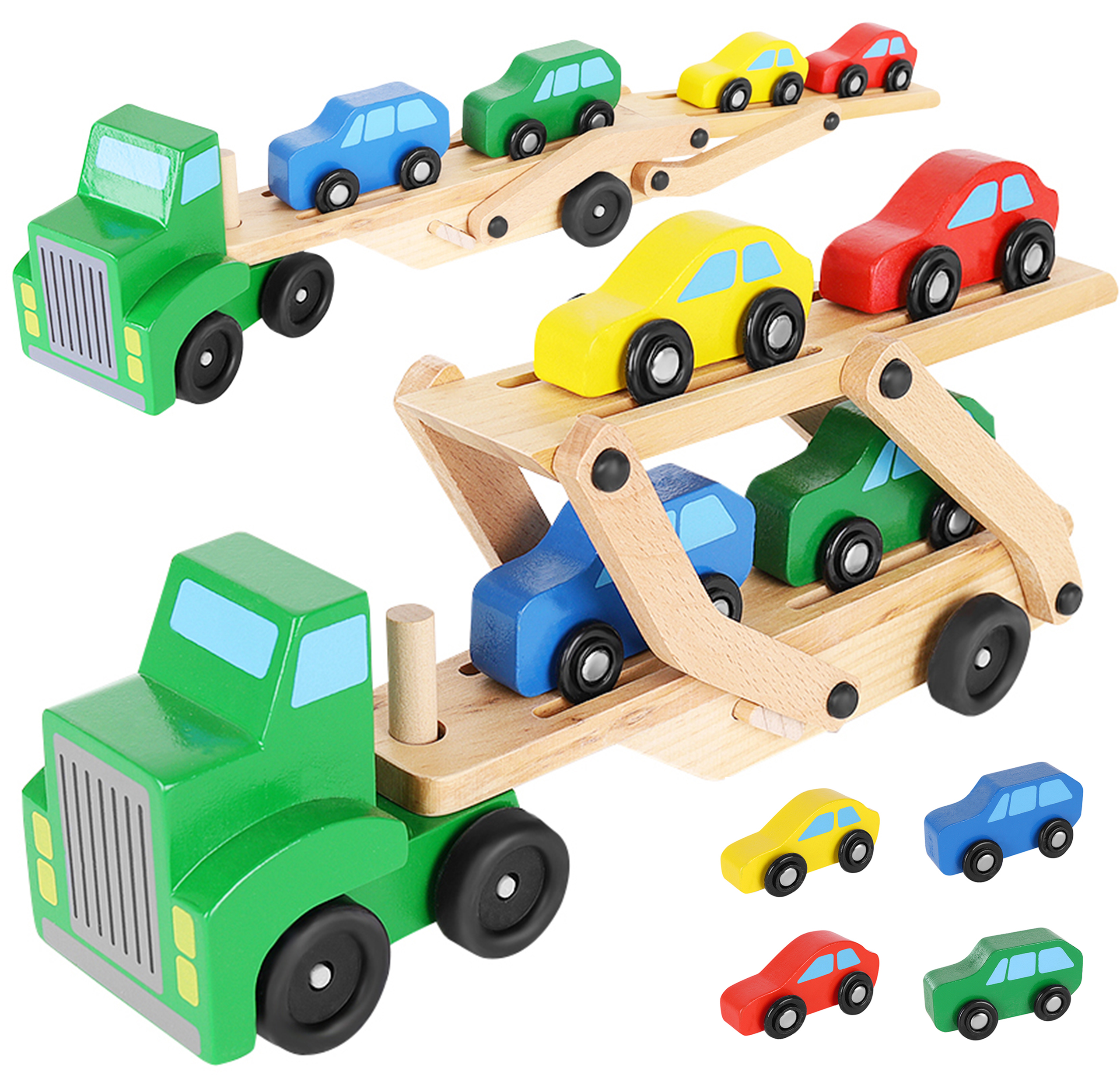 Autotransporter Truck Laster Autos LKW mit 6 Rennautos Spielzeug Transporter 