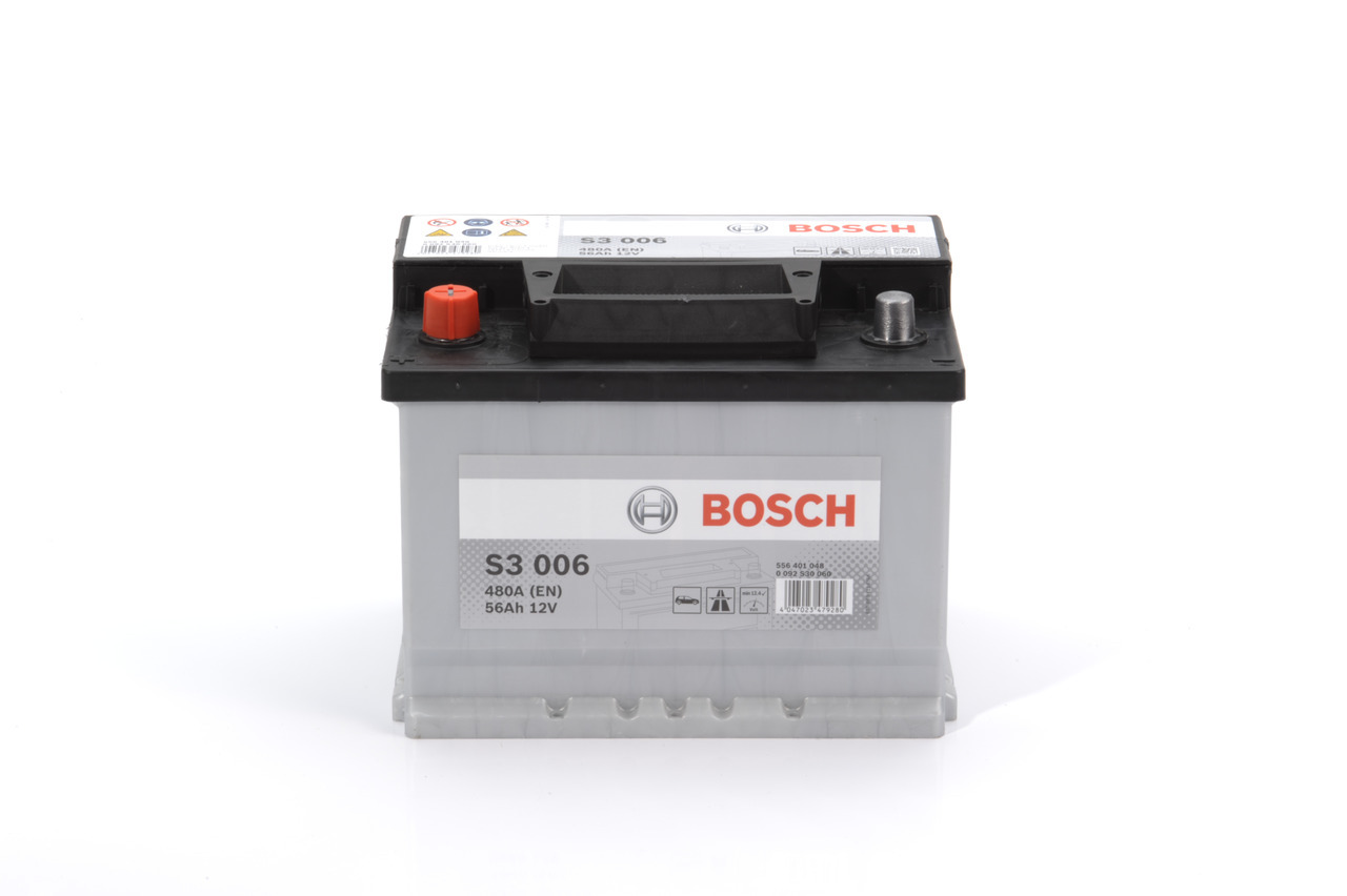 Bosch S3 006, 56 Ah, 12 V, 480 A, Auto, Links platziert, B13 0 092 S30 060