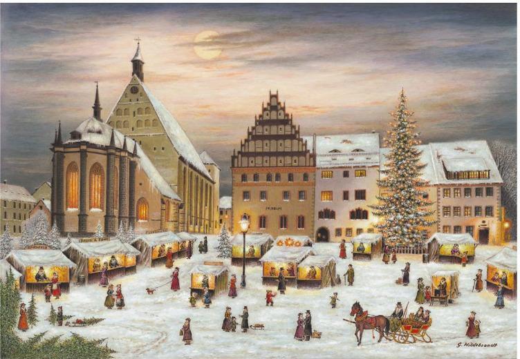 Adventný kalendár Freiberg s motívmi Krušných hôr a katedrály