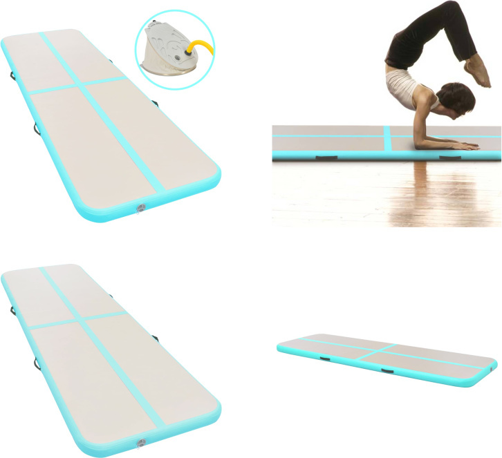 vidaXL Aufblasbare Gymnastikmatte mit Pumpe 700x100x10 cm PVC Grün - Gymnastikmatte - Gymnastikmatten - Gymnastik Yoga Matte - Gymnastik Yoga Matten HL91926
