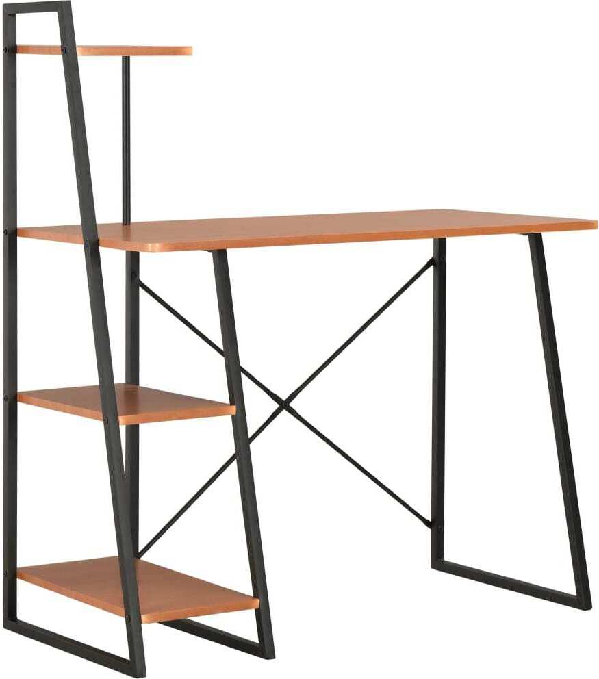 vidaXL Schreibtisch mit Regaleinheit Schwarz und Eiche 102×50×117 cm - Schreibtisch - Schreibtische - Schreibtisch Mit Regalen - Schreibtische Mit Regalen HL20285