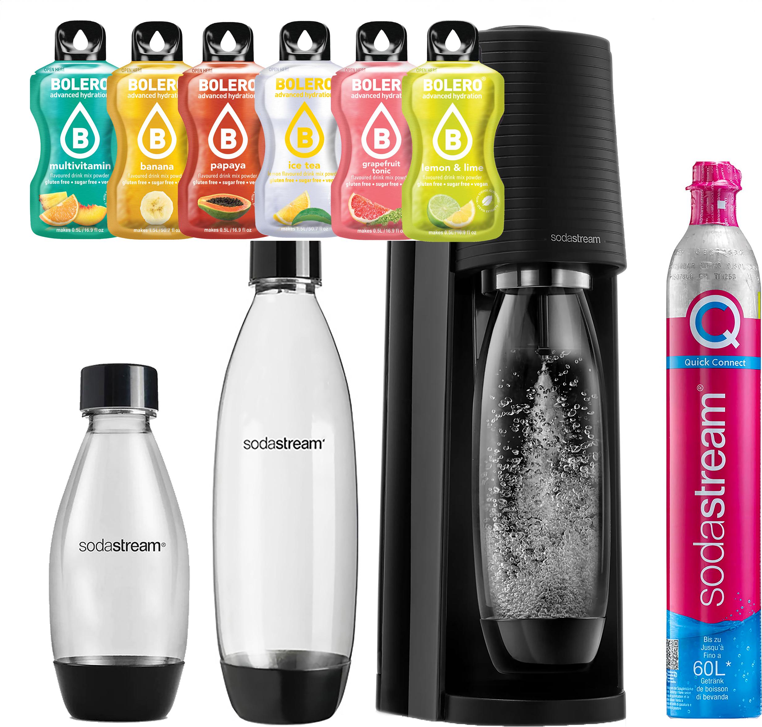 SODASTREAM TERRA Saturátor + bezpečnostná fľaša + malá fľaša 0,5 l + 6x Bolera