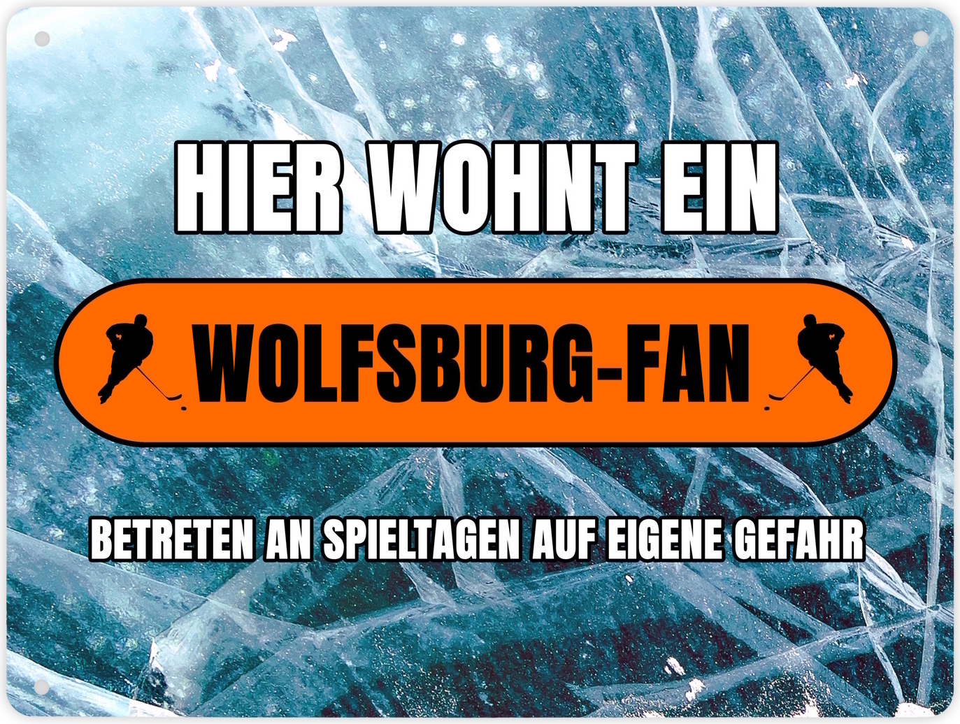 speecheese Hier wohnt ein Wolfsburg-Fan Metallschild XL in 21x28 cm mit Eishallen