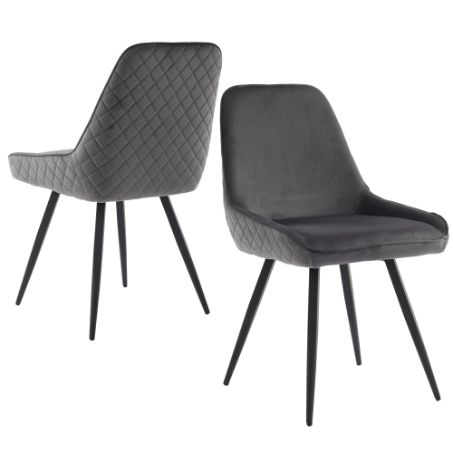 Gotagee Esszimmerstuehle (2 st) mit Rueckenlehne Kuechenstuhl Dunkelgraue Samt Esszimmerstuhl Wohnzimmerstuhl Ergonomischer Stuhl Metall Stuhlbeine Chair-N620P171079G